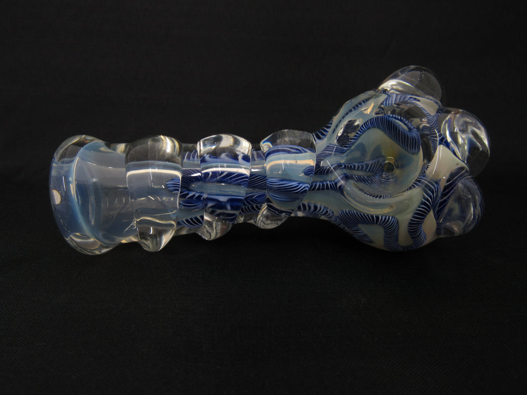 Blue & Opalescent Scribble Spoon