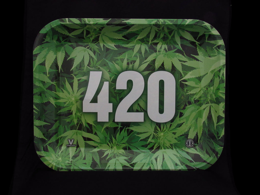 Green 420 Leafs Rolling Tray